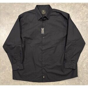 NWT F/X Fusion Button Down Shirt Mens 3X Black Long Sleeve Textured 3XL